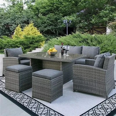 Pe Rattan aluminijumski namještaj vrtna kutna sofa set